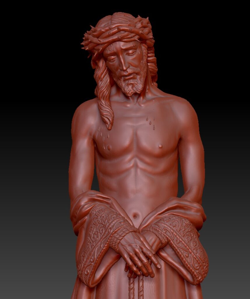 Escultura 3D del Cristo de la Presentación al Pueblo de San Benito, vista frontal.