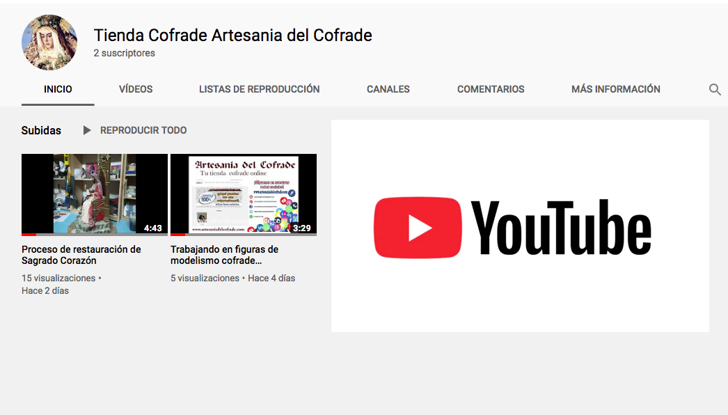 Canal youtube tienda cofrade